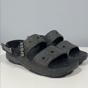 CROCS‎ Marvel Black Panther Purple & Gray Patterned Sandals Unisex Men 6 Women 8